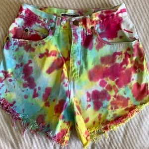 VINTAGE HIGH-WAISTED HAND DYED DENIM CUTOFFS